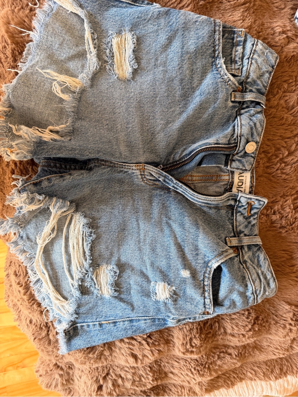 Dynamite Light Blue Denim Frayed Jean Shorts